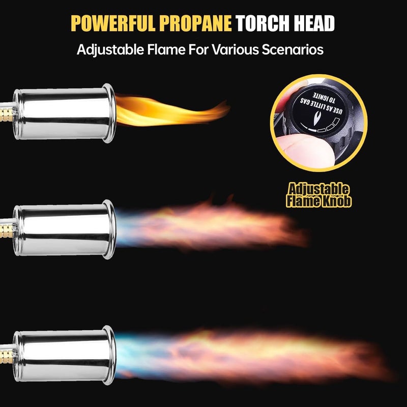 TBTeek Propane Torch, Powerful Propane Grill Torch Gun, Kitchen Blow Torch for Cooking, Adjustable Weed Burner Torch, Charcoal Lighter for BBQ, Searing Steaks, Campfire, Welding(Tank Not Included) - Image 3